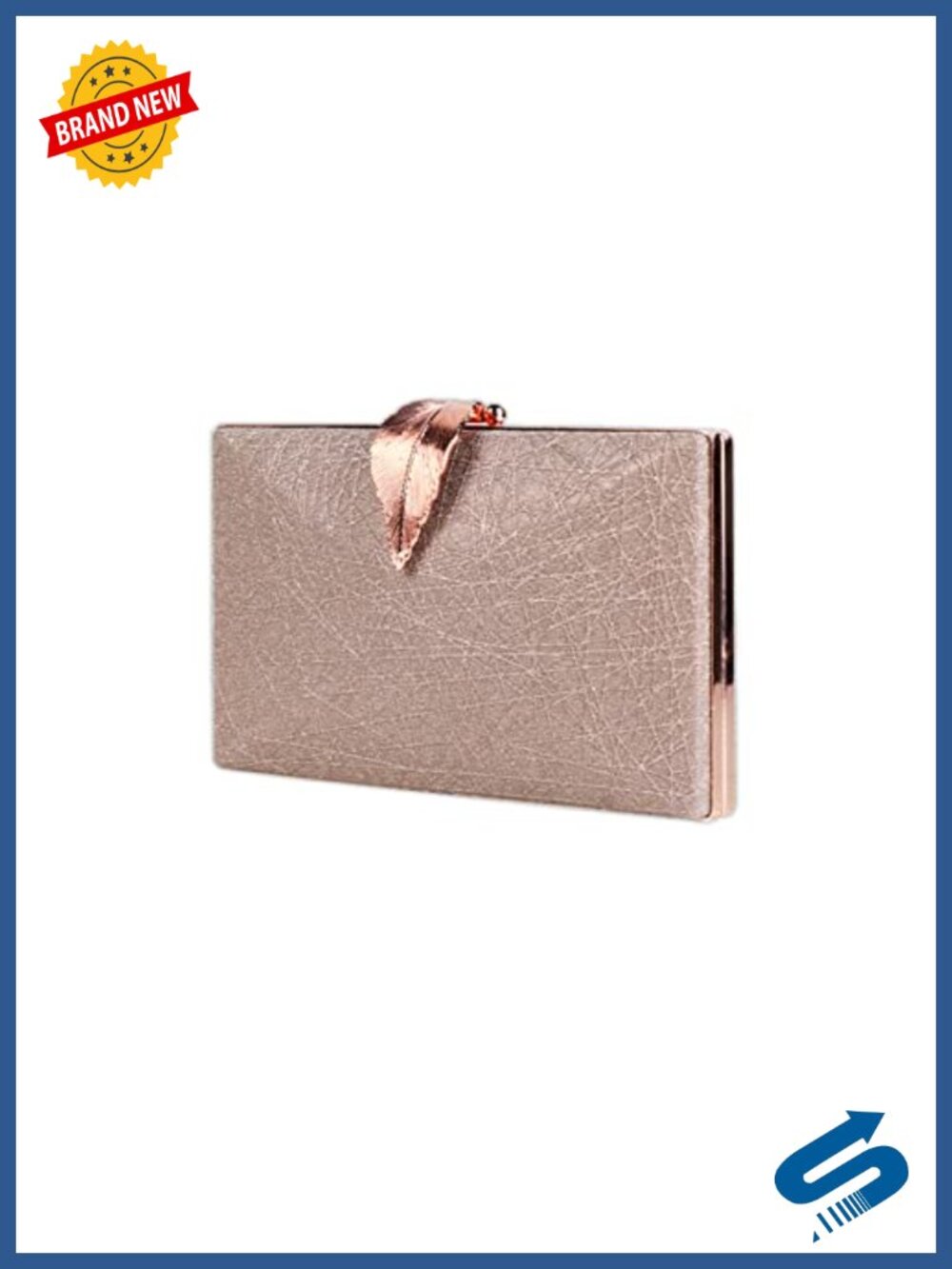 PU Leather Clutch Evening Bag Leaf Flip Lock Wedding Purse
